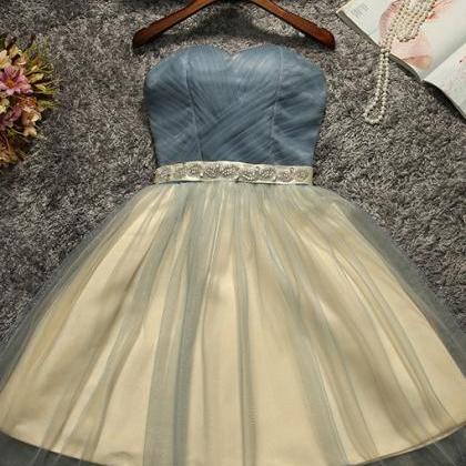 A-Line Pink Sweetheart Tulle Short Prom Dress Homecoming Dress With Feather UQH0079