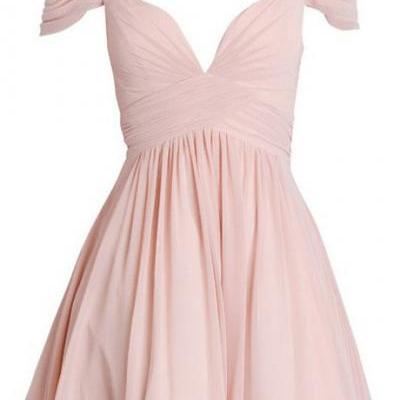 Elegant A-line Sweetheart Ruched Short Chiffon Bridesmaid Dress