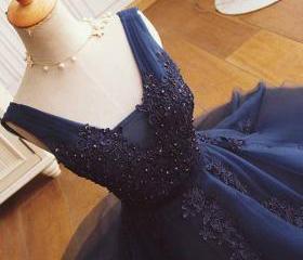 A-line Deep V-neck Appliques Backless Short Homecoming Dresses, HD0110