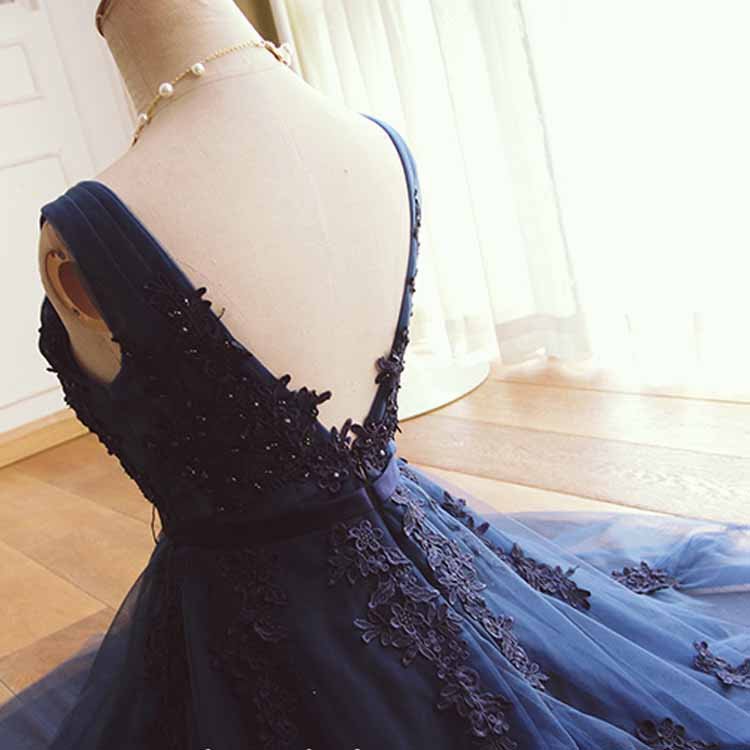 A-line V-neck Backless Lace Appliques Short Homecoming Dresses, HD0503