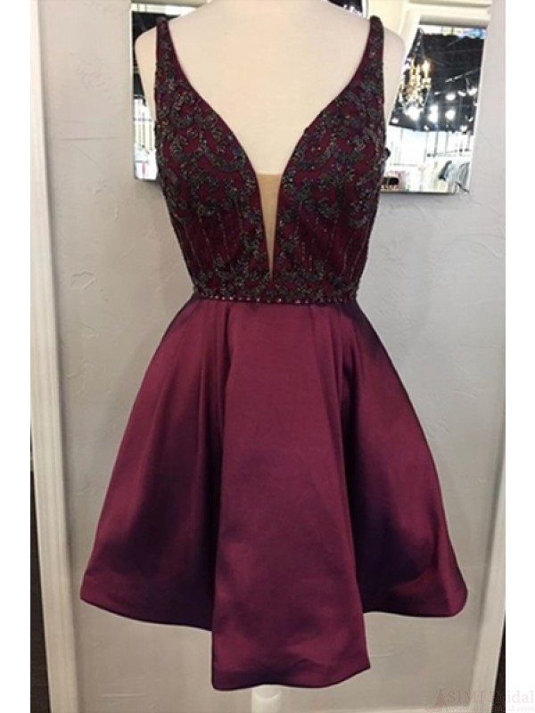 deep v neck homecoming dresses