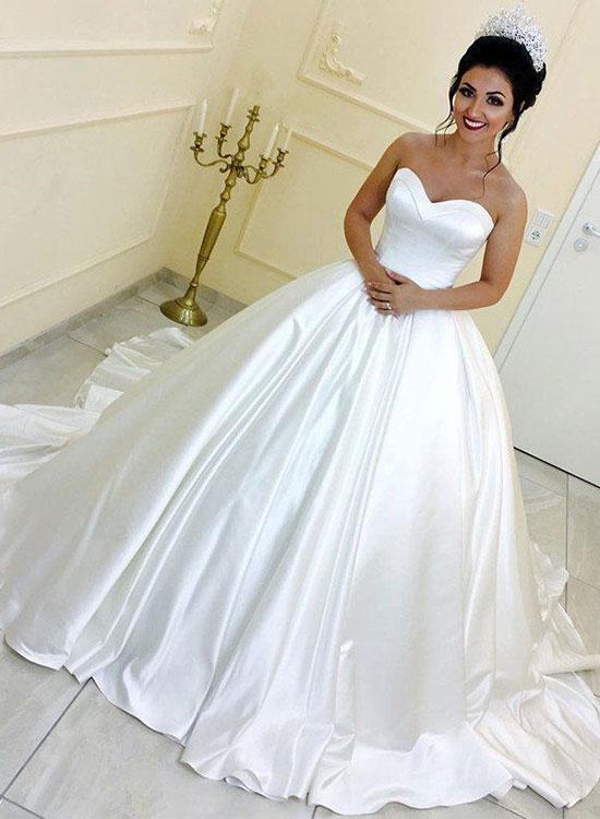 satin white ball gown