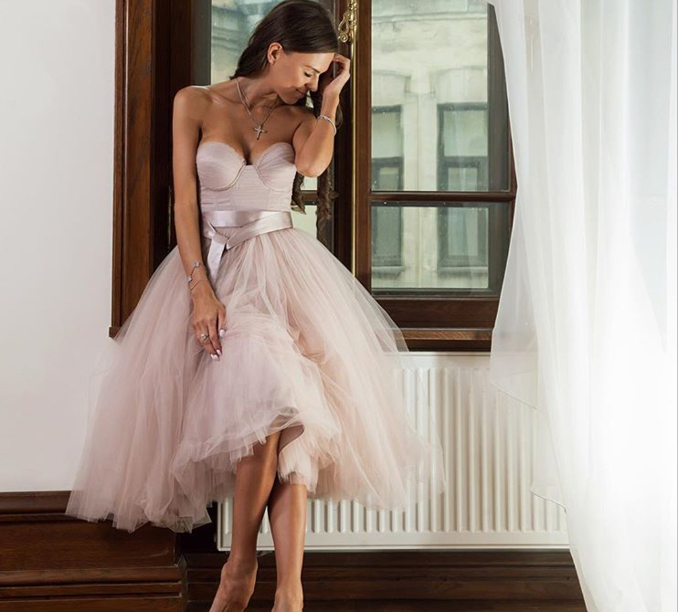 A-Line/Princess Sweetheart Tea-Length Printed Floral Elegant Prom Dresses with Bowknot Straps