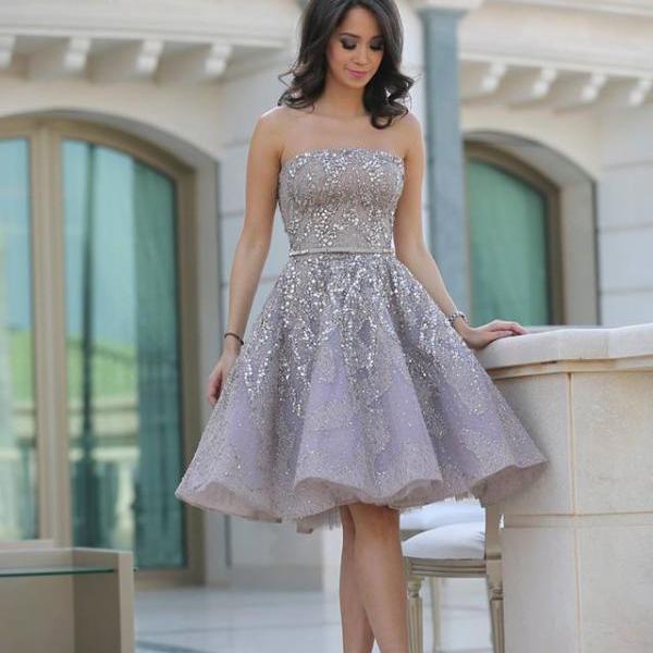 Fashion A-Line Sleeveless Backless Short Homecoming Dress With Sequins ...