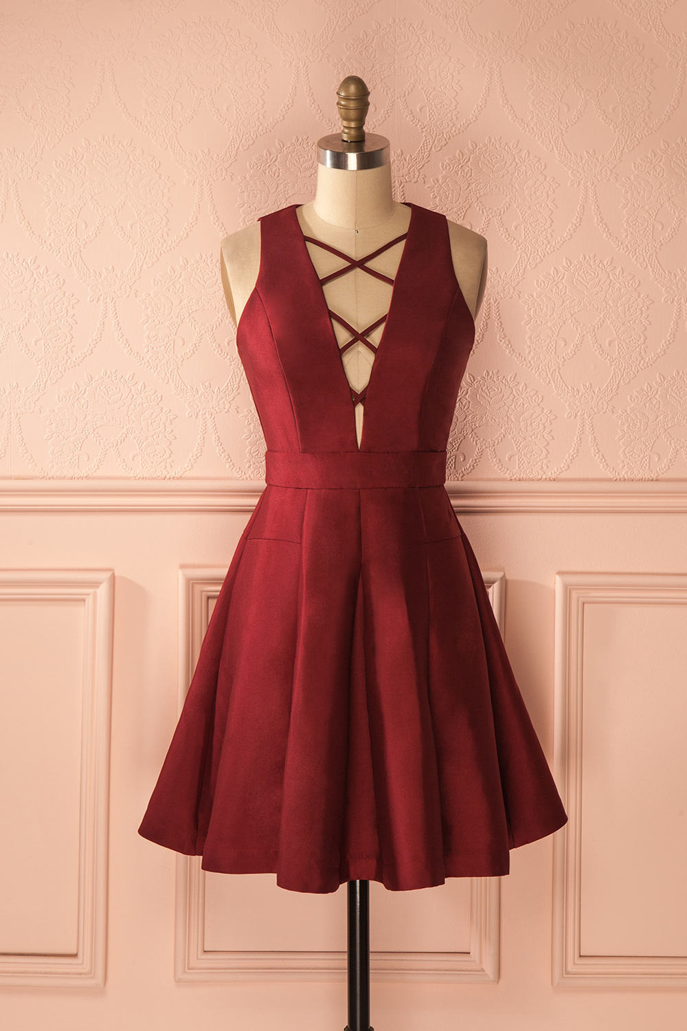 Elegant A Line V Neck Backless Short Prom Homecoming Dresses main image 1