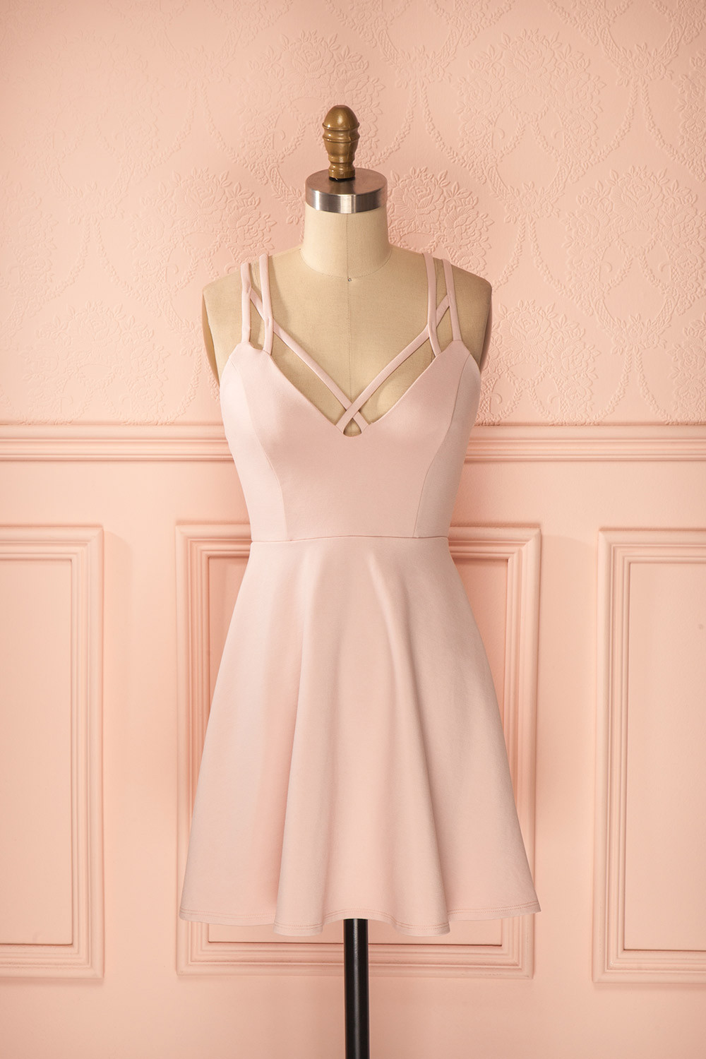 Sexy A-line Criss-cross Straps Light Pink Satin Homecoming Dresses With ...