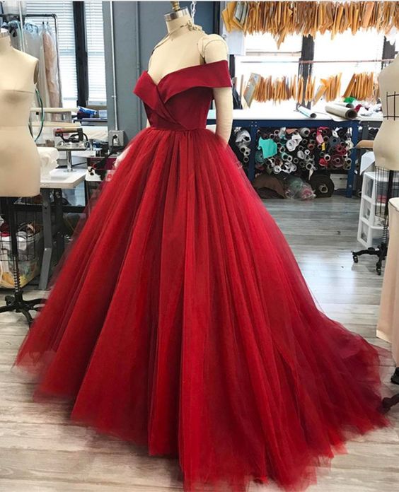 red a line ball gown