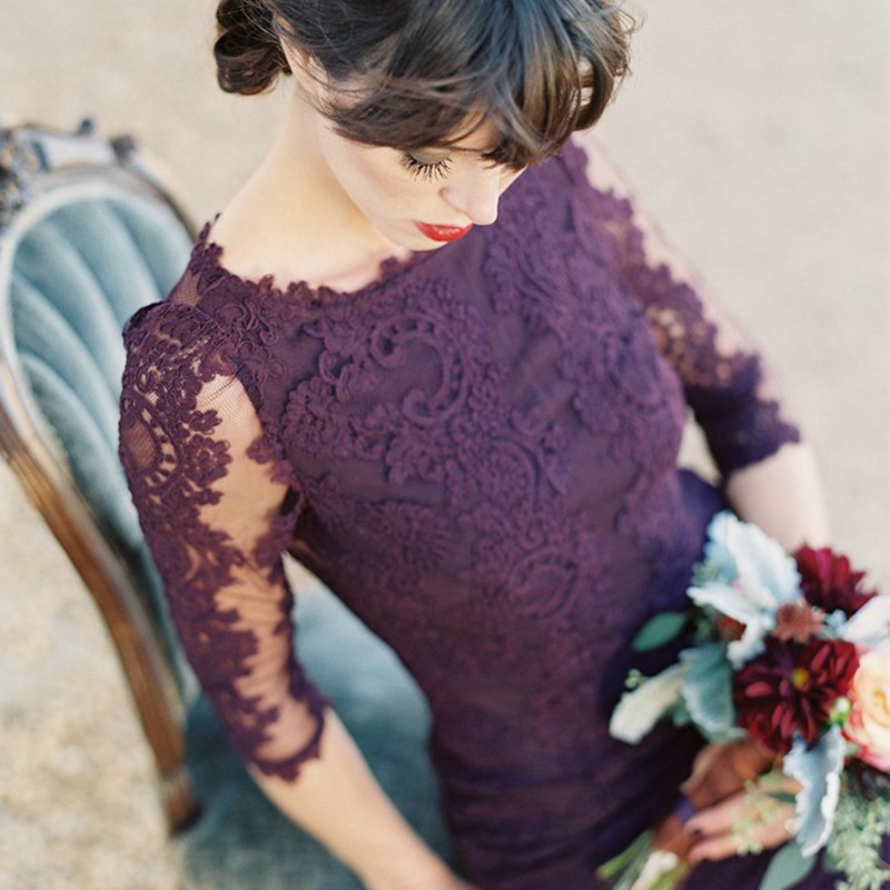 Elegant Bateau Dress with Cascading Ruffles Grape